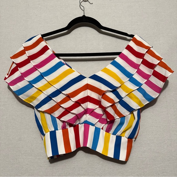 RTR Color Me Courtney Holly Ruffle Crop Top - size 6 - Picture 3 of 6